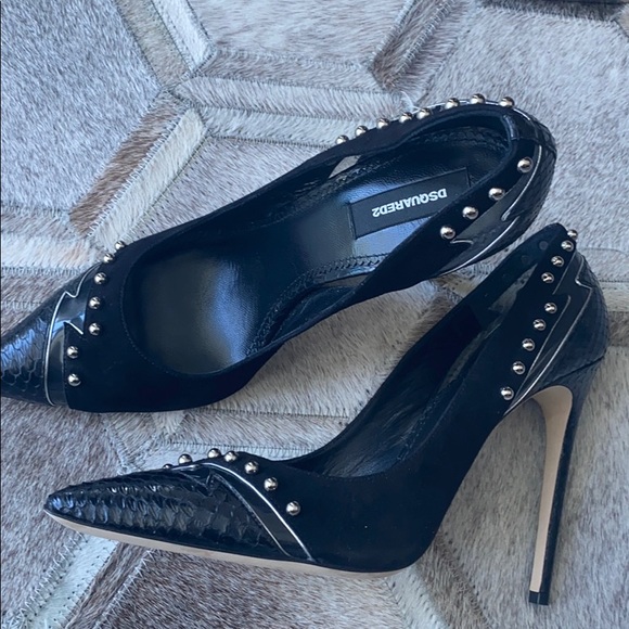 DSquared2 Glam Rock Black Pumps 40 Studs $995 - Picture 2 of 4